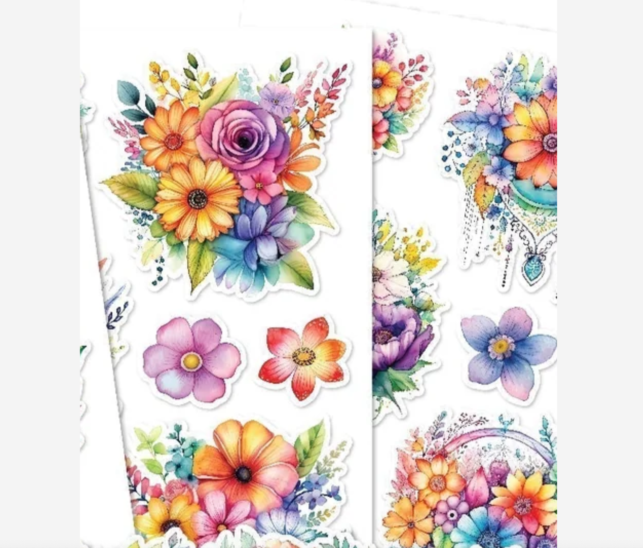 Die Cuts - Rainbow Twirl Bouquets - Double Sided Paper - Paper Rose