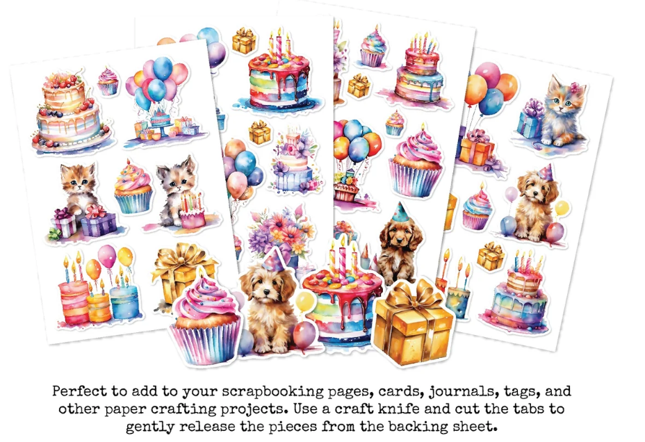 Embossed Die Cuts - Rainbow Birthday - Paper Rose