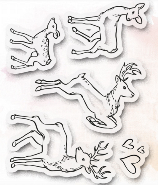 Deer - Cerfs De Noel - Clear Stamp Set - Love In The Moon