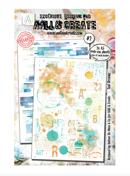 Teal Dreams - A5 Rub Ons - #2 - Aall and Create
