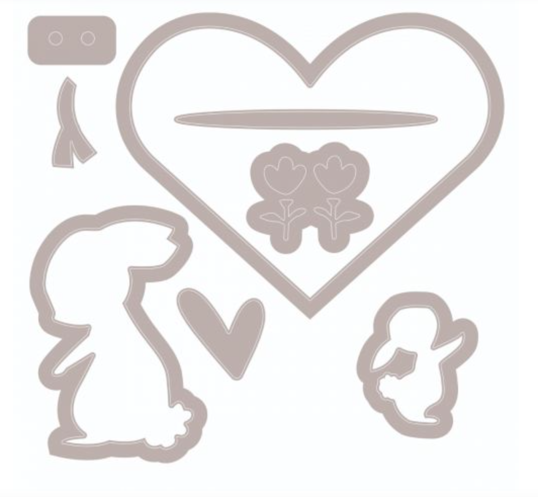 Stamp and Die - Bunny Love - Framelits Die Set 8PK w/5PK Stamps - Sizzix