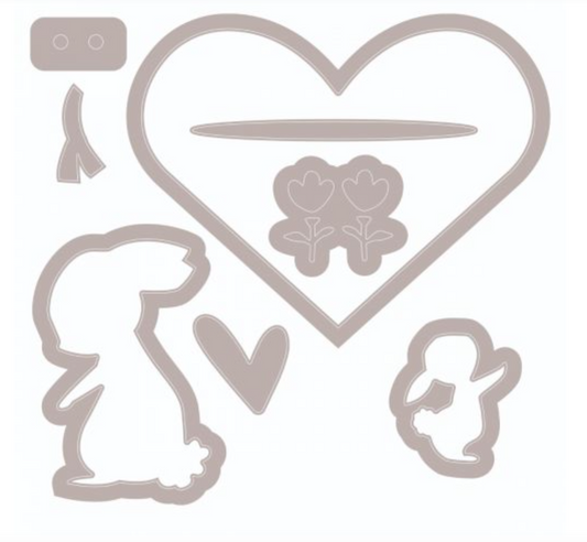 Stamp and Die - Bunny Love - Framelits Die Set 8PK w/5PK Stamps - Sizzix