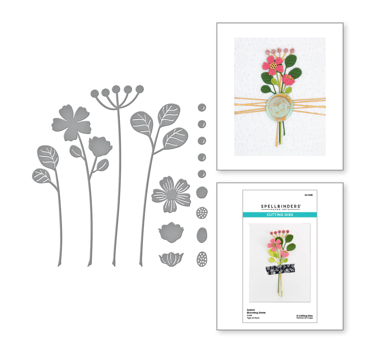 Die - Blooming Stems - Sealed For Summer Collection - Spellbinders