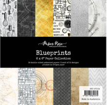 6x6 Inch - Blueprint - Double Sided Paper - Paper Rose