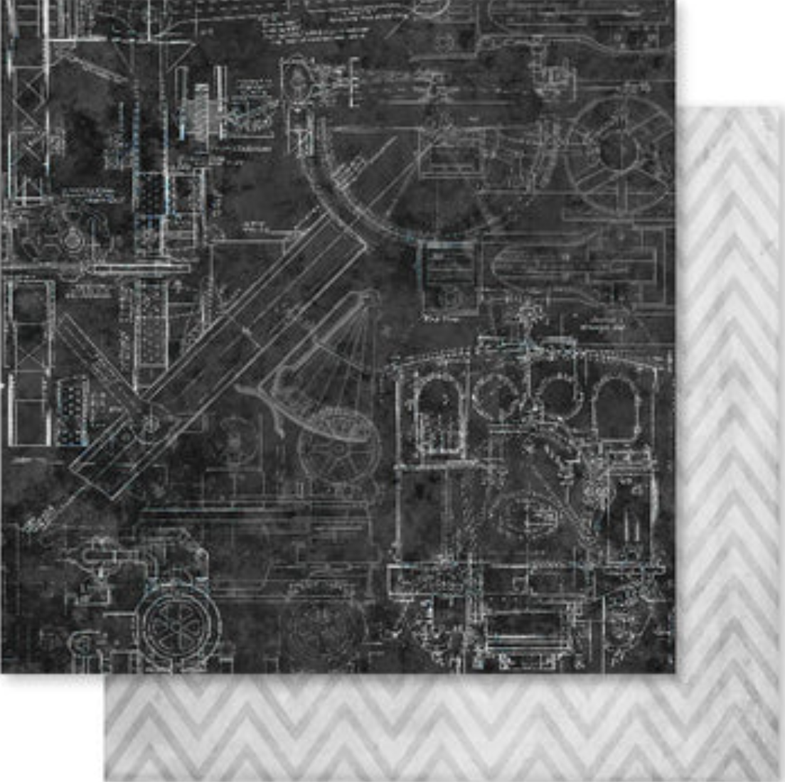 6x6 Inch - Blueprint - Double Sided Paper - Paper Rose