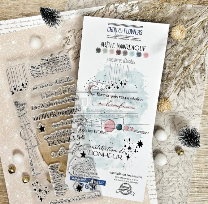 Clear Stamp Set - Star Dust - POUSSIERES D'ETOILES - 4.5 x 9 - Chou and Flowers