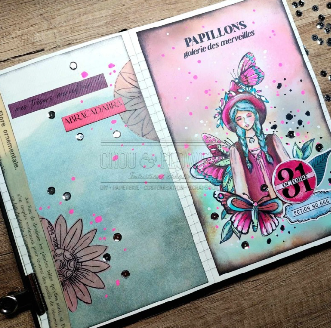 Rubber Stamp - The Witch - LA SORCIERE - Chou and Flowers