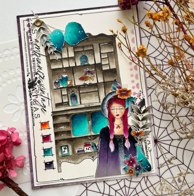 Rubber Stamp - The Witch - LA SORCIERE - Chou and Flowers