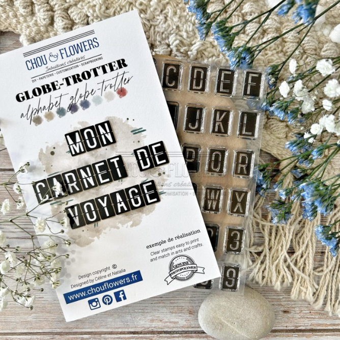 Clear Stamp - Alphabet Globe - Chou and Flowers