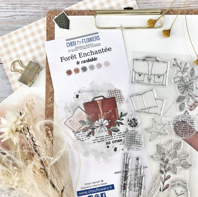 Clear Stamp - The Schoolbag - LE CARTABLE - Chou and Flowers