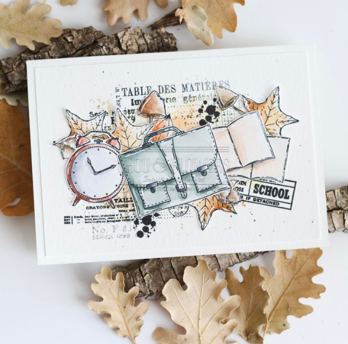 Clear Stamp - The Schoolbag - LE CARTABLE - Chou and Flowers