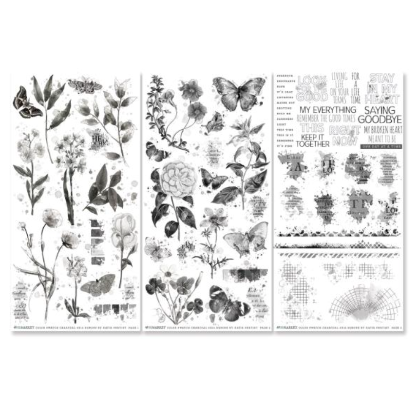 Rub-On Transfer Set - Color Swatch: Charcoal - 49 and Market