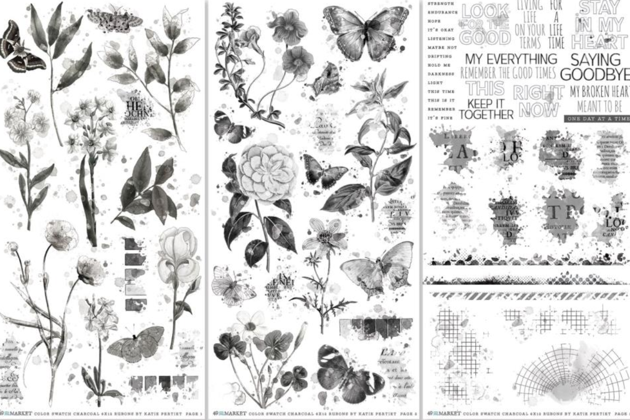 Rub-On Transfer Set - Color Swatch: Charcoal - 49 and Market