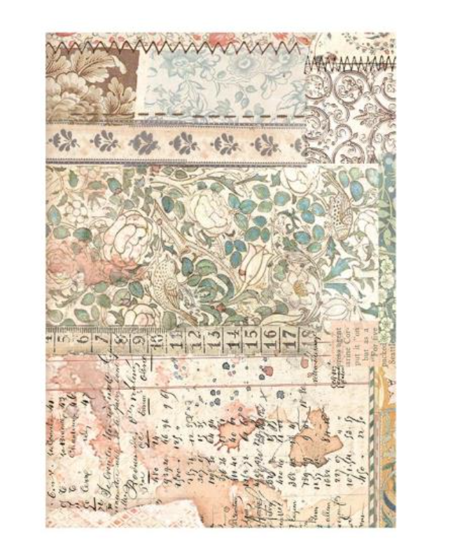 Assorted Rice Paper Backgrounds A6 8/Pkg - Brocante Antiques - Stamperia