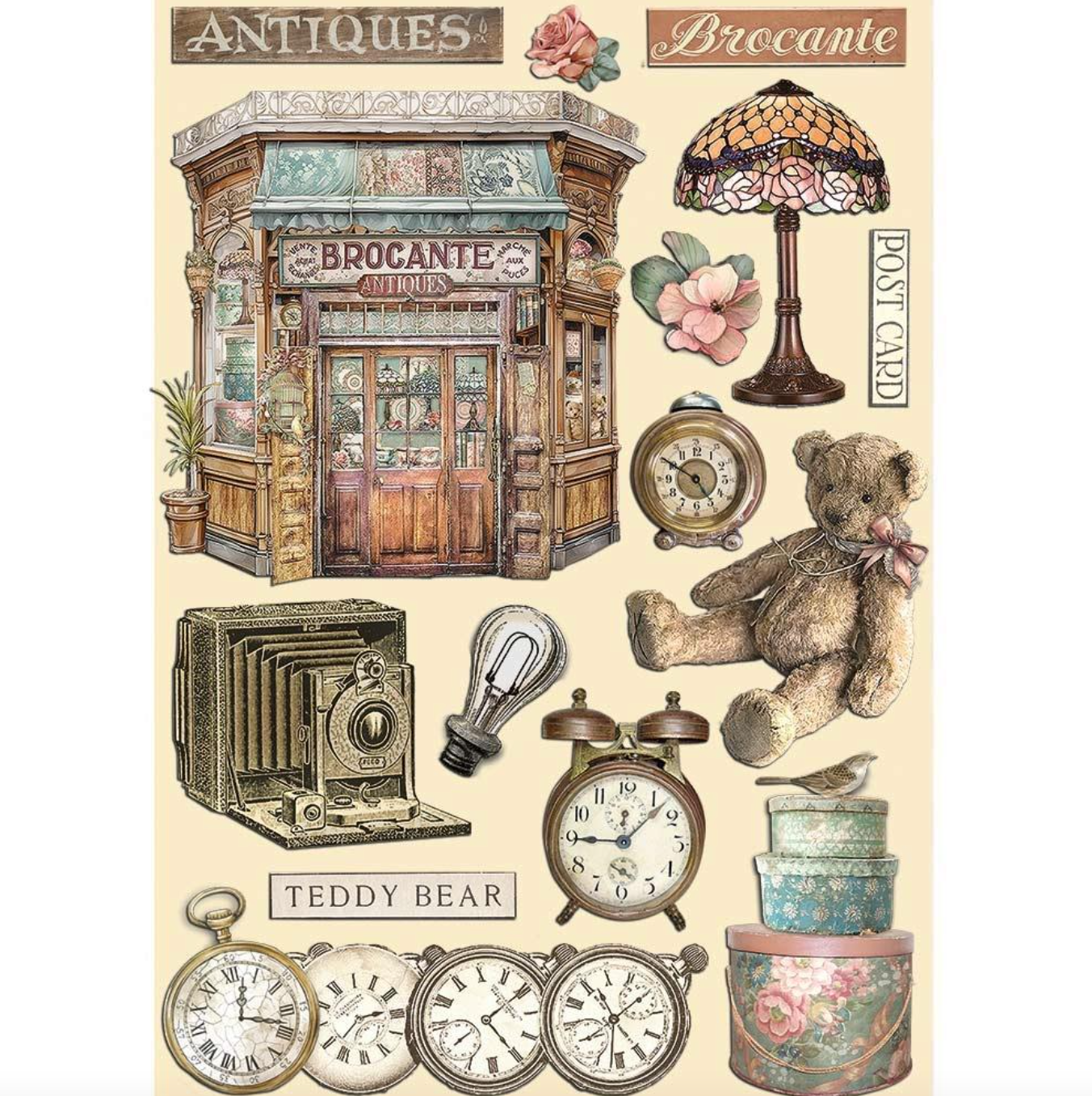 Colored Wooden Shapes A5 - Brocante Antiques - Stamperia