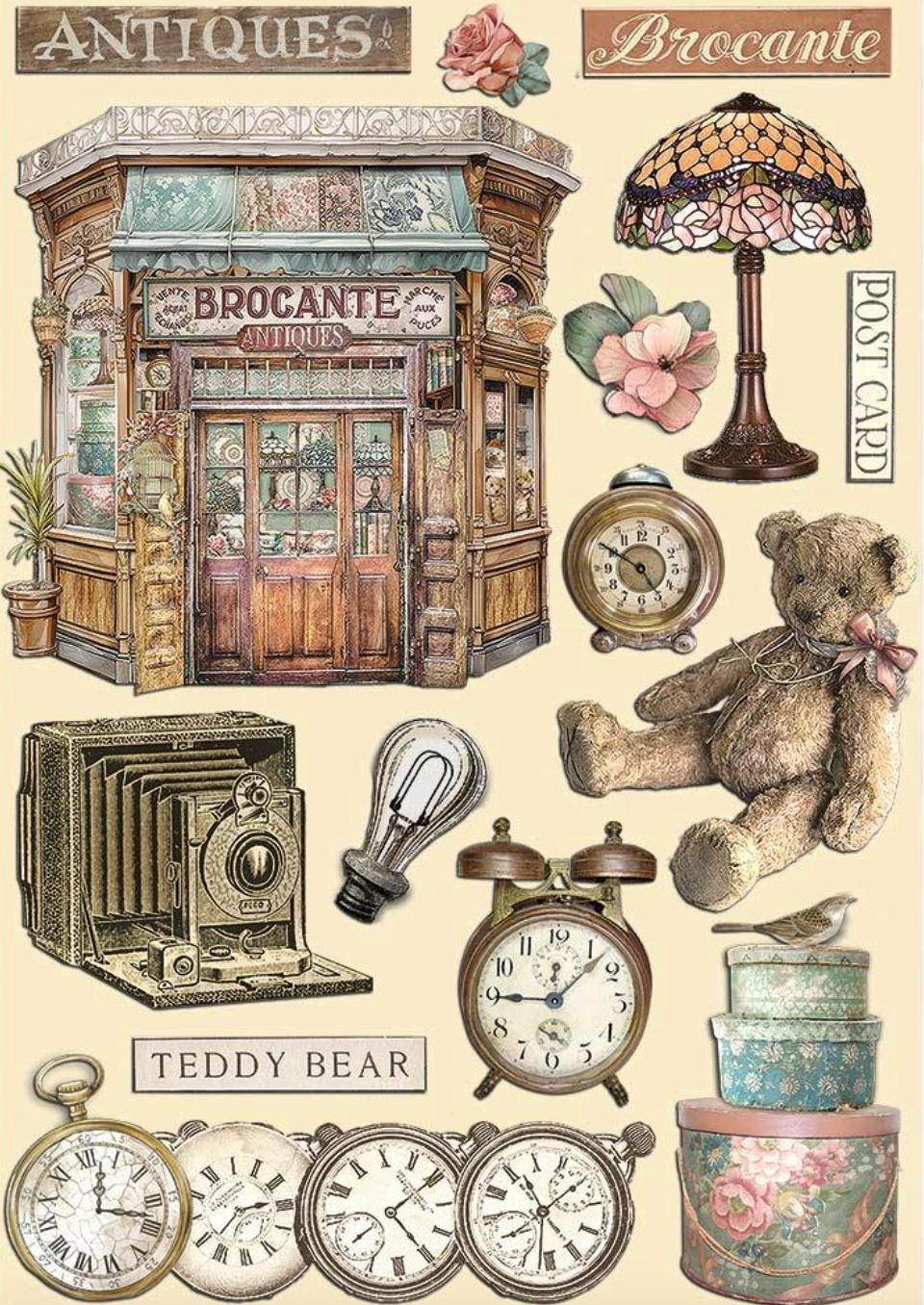 Colored Wooden Shapes A5 - Brocante Antiques - Stamperia