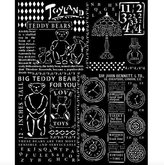 Stencil - 7.87 X9.84 Inch - Brocante Antiques Teddy Bear - Stamperia