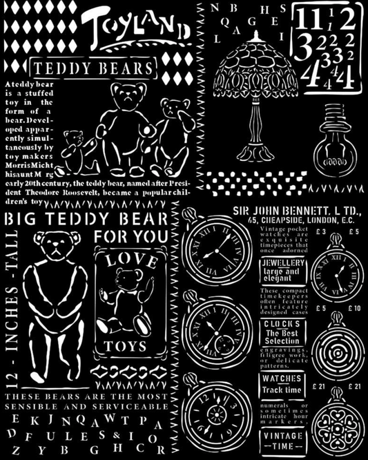 Stencil - 7.87 X9.84 Inch - Brocante Antiques Teddy Bear - Stamperia
