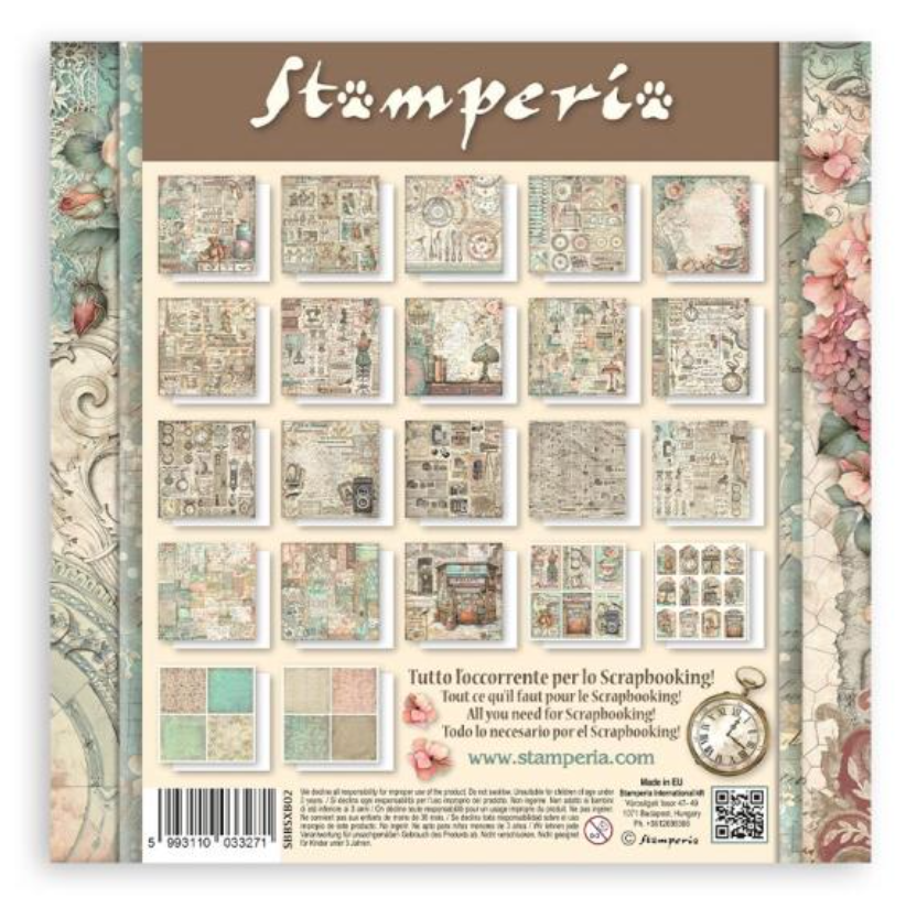 8x8 - 22/Pkg - Brocante Antique - Single-Sided Paper Pad 8"X8" - Stamperia