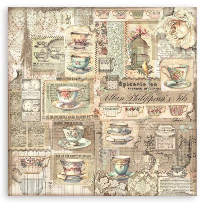 8x8 - 22/Pkg - Brocante Antique - Single-Sided Paper Pad 8"X8" - Stamperia