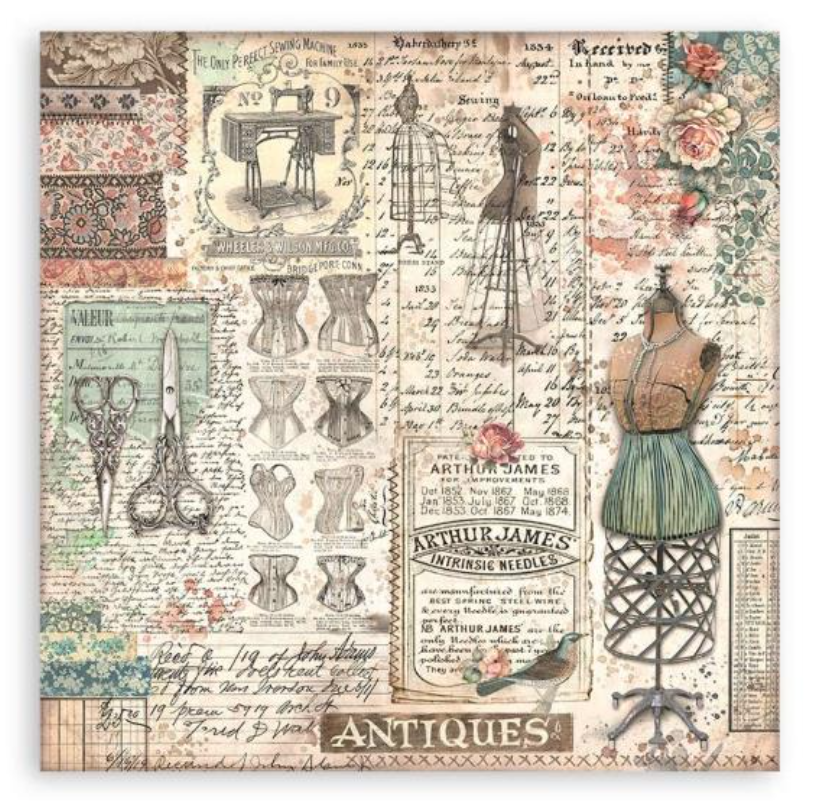 8x8 - 22/Pkg - Brocante Antique - Single-Sided Paper Pad 8"X8" - Stamperia