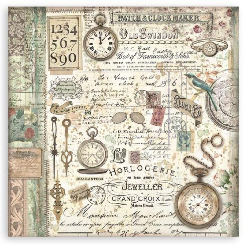 8x8 - 22/Pkg - Brocante Antique - Single-Sided Paper Pad 8"X8" - Stamperia