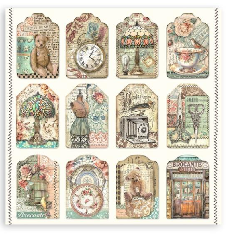 8x8 - 22/Pkg - Brocante Antique - Single-Sided Paper Pad 8"X8" - Stamperia