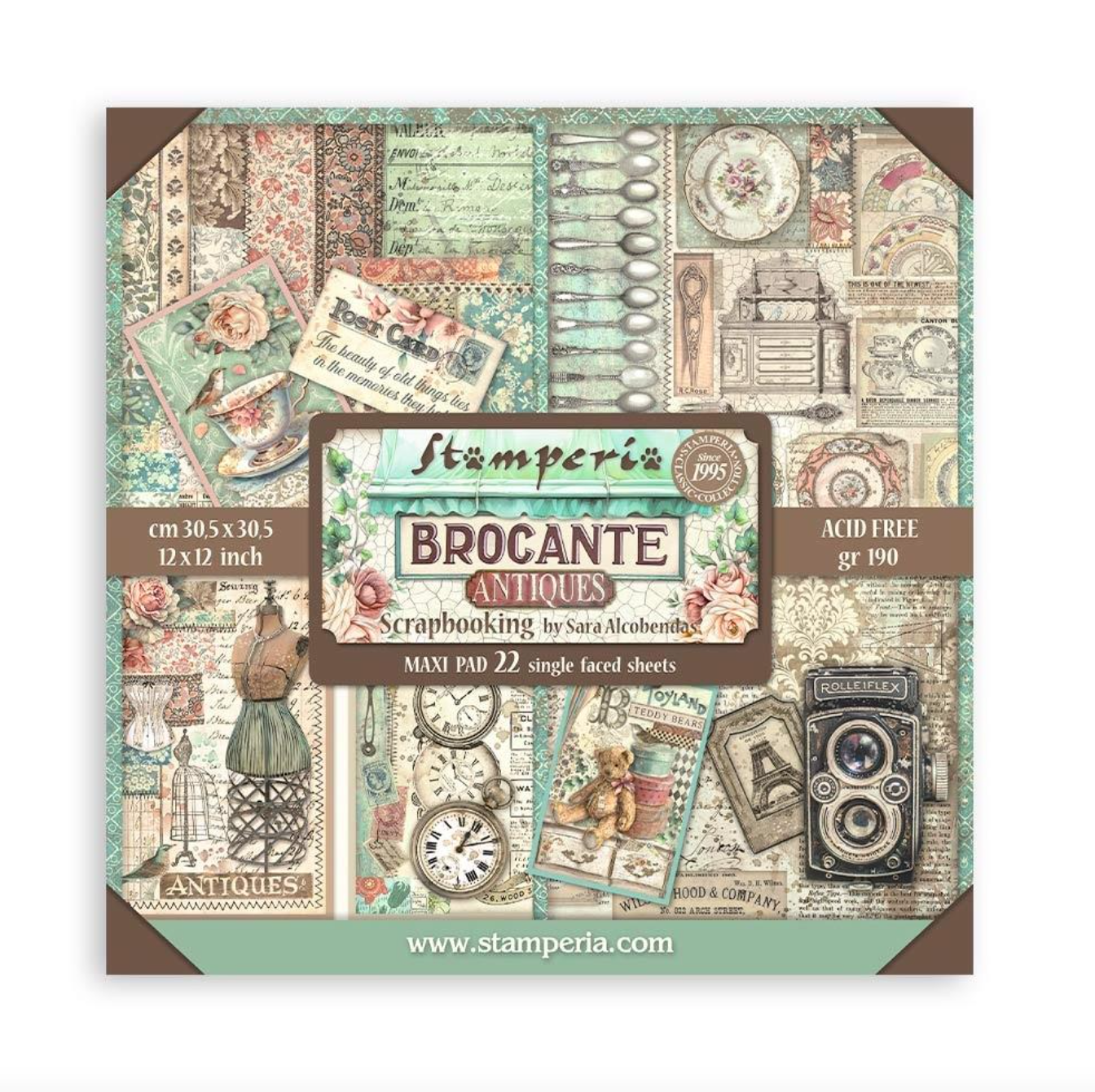 12x12 - 22/Pkg - Brocante Antique - Single-Sided Paper Pad - Stamperia