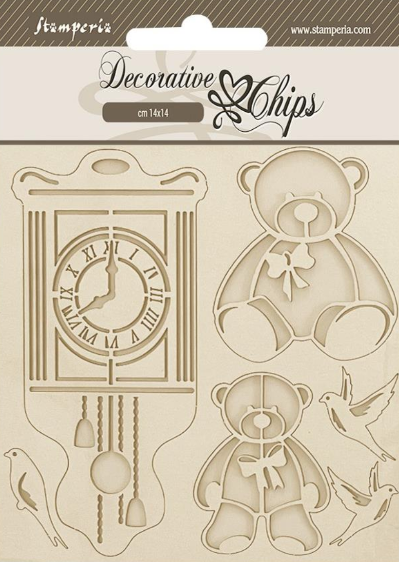 Decorative Chips - Brocante Antiques Teddy Bear - 5.5X5.5 - Stamperia