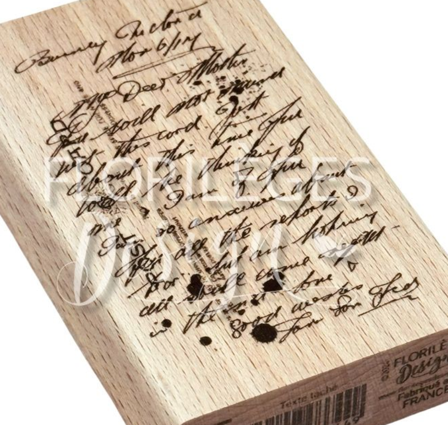 Stained Text - Wooden Mount Rubber Stamp - Florilèges Design