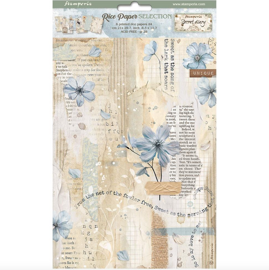 Rice Paper - Secret Diary - Sheet A4 6/Pkg - Create Happiness - Stamperia