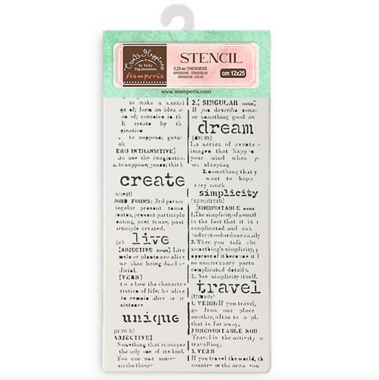 Stencil - Dictionary - Secret Diary - Create Happiness - Stamperia