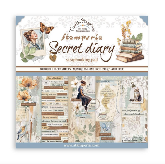 8x8 Paper Pad - Secret Diary - Create Happiness - Stamperia