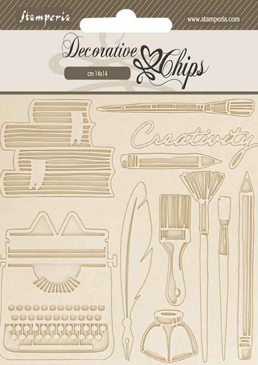 Decorative Chips - Creativity - Secret Diary -  5.5"X5.5 - Create Happiness - Stamperia