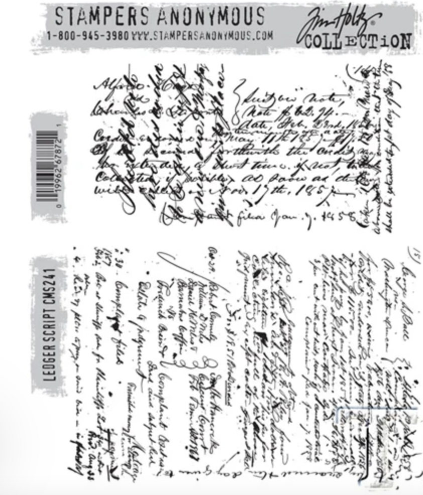 Stamp Set - Ledger Script - Tim Holtz Cling Mount Stamps - Stampers Anonymous