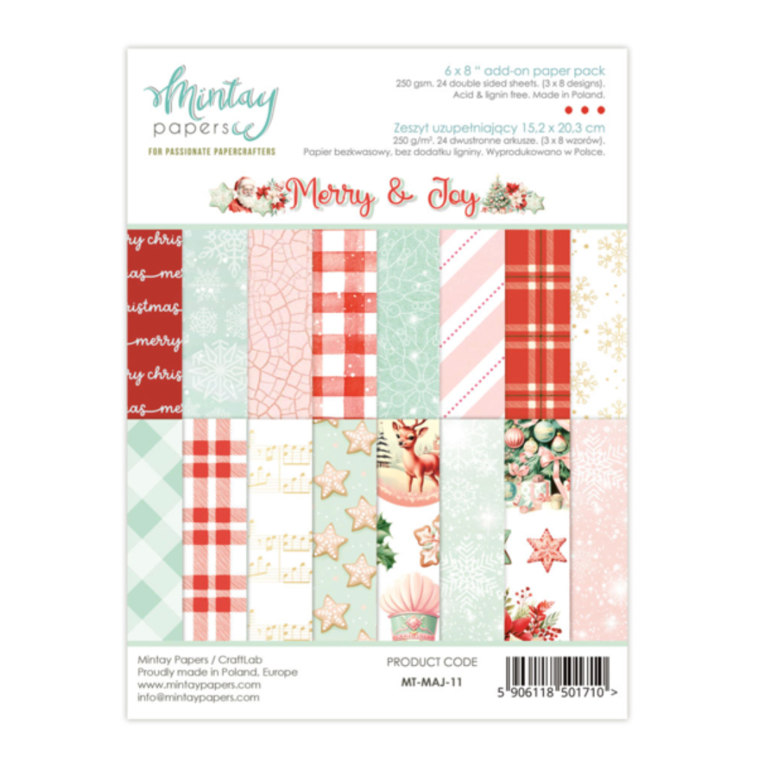 Merry & Joy - Add on Paper - 6x8 - Double Sided - Mintay Papers