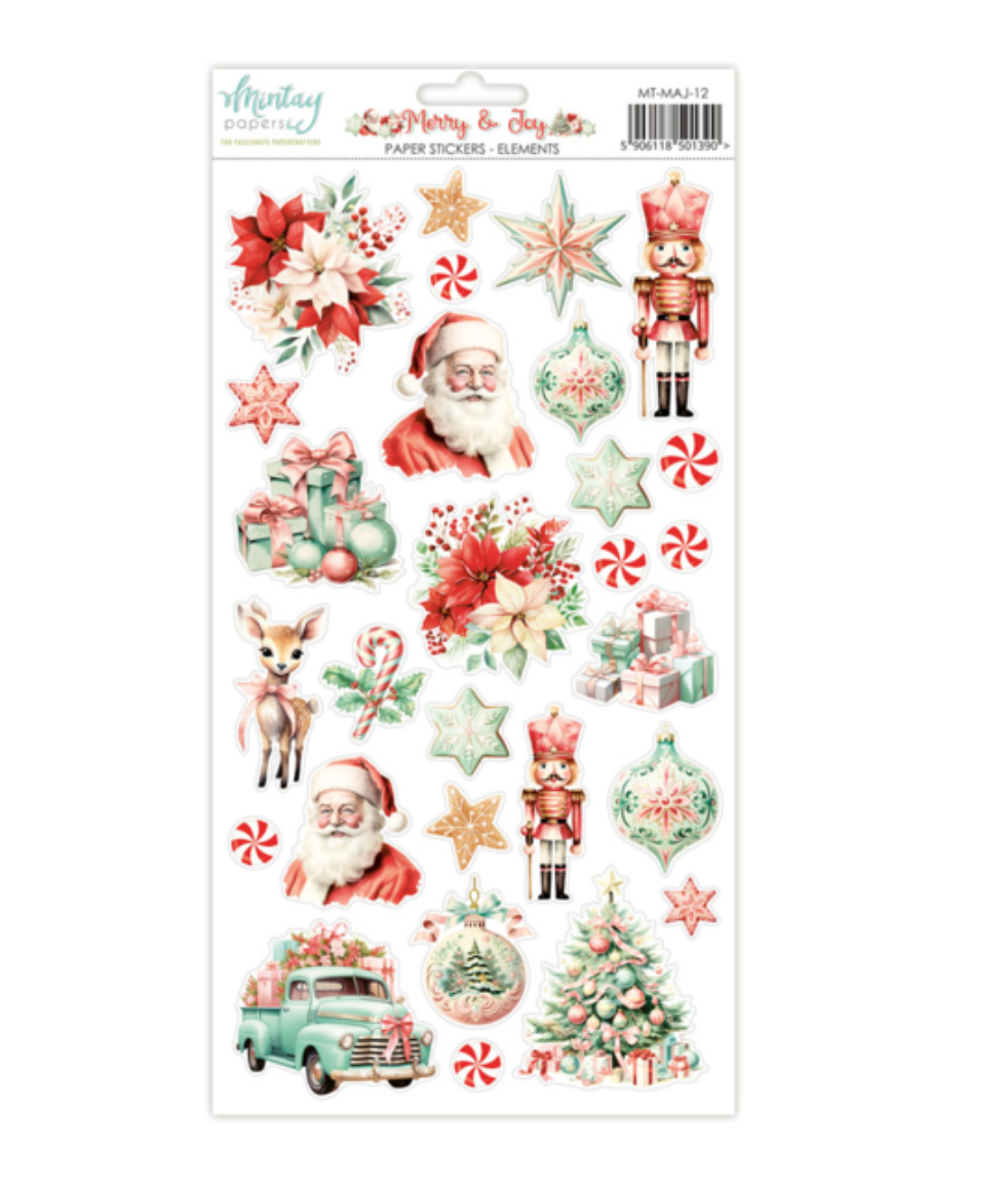 Merry & Joy - Sticker Sheet - 6x12 - Mintay Papers