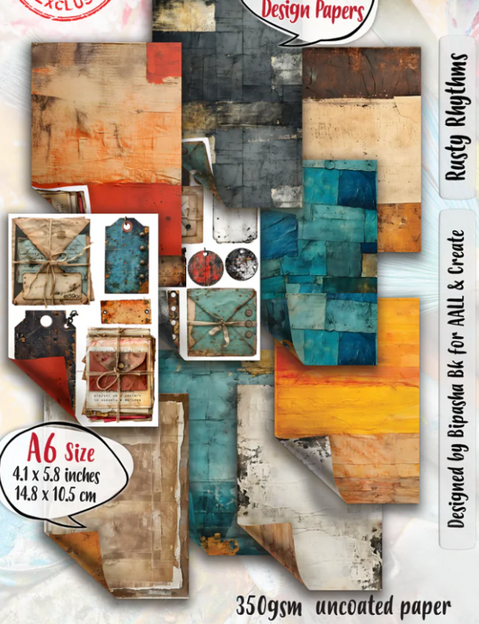 Design Paper - A6 - Rusty Rythms - AALL and Create - Designer Bipasha Bk - #11