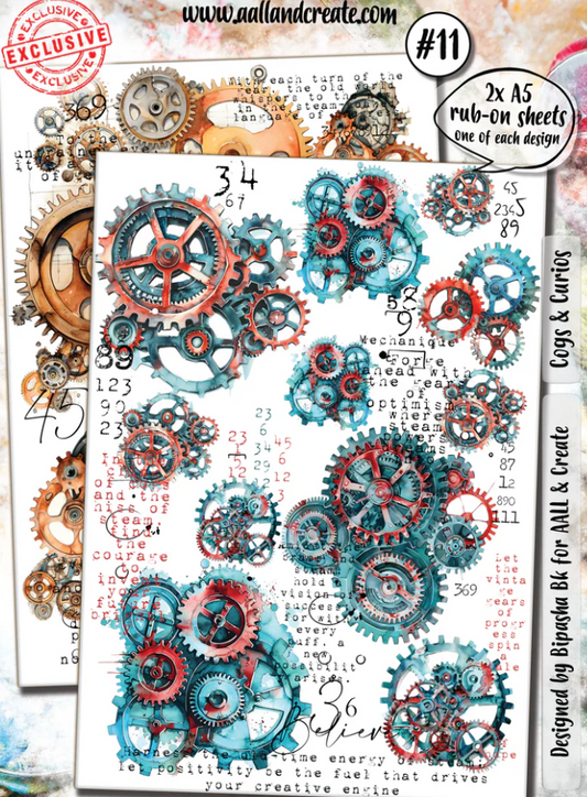 Rub - Ons - A5 - Cogs and Curious - AALL and Create - Designer Bipasha Bk - #11