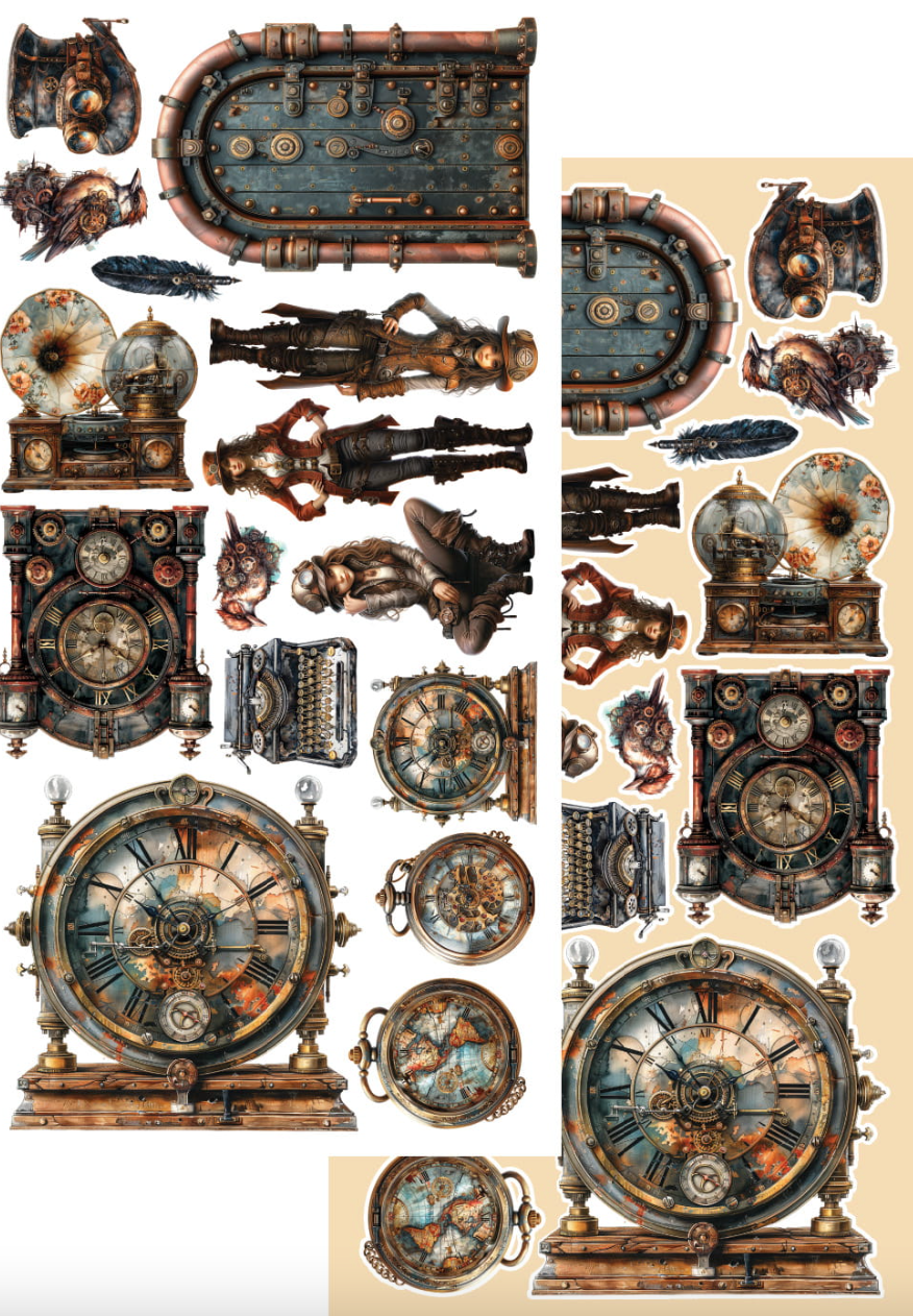 6x12 - Steampunk Time - Fussy Cutting Set - Alchemy Of Art