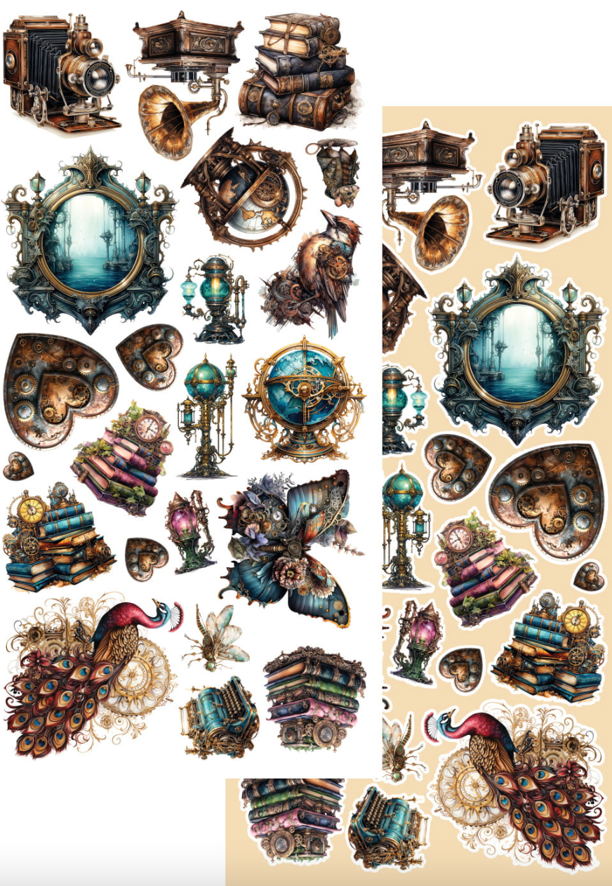 6x12 - Steampunk Time - Fussy Cutting Set - Alchemy Of Art