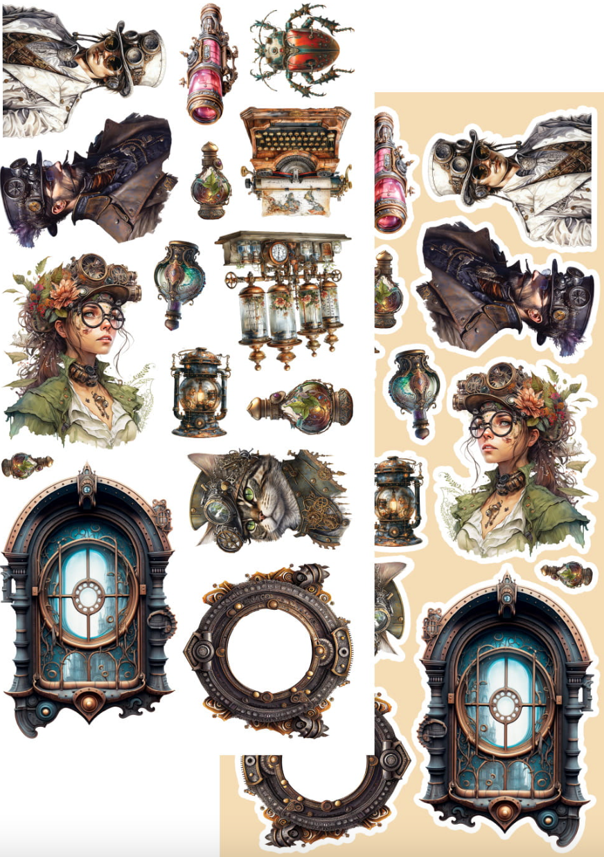 6x12 - Steampunk Time - Fussy Cutting Set - Alchemy Of Art