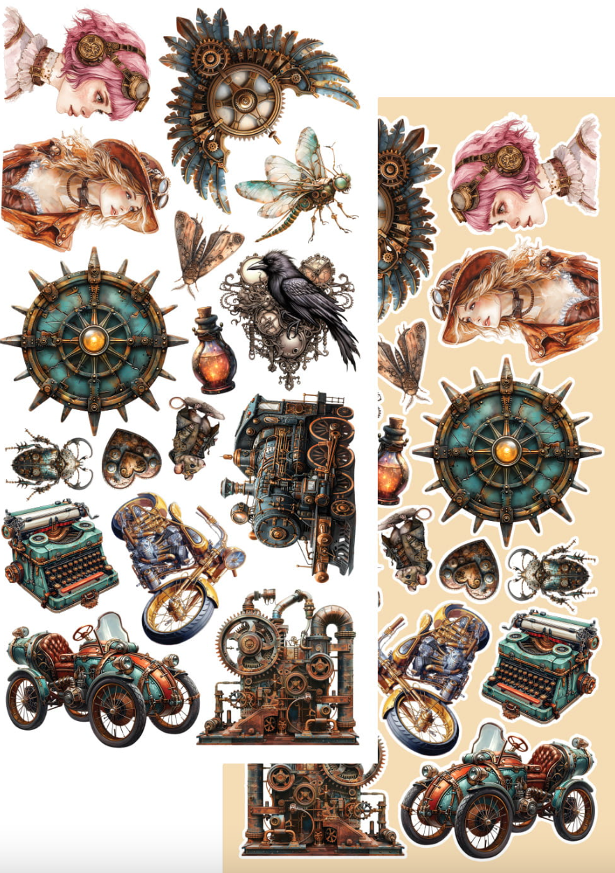 6x12 - Steampunk Time - Fussy Cutting Set - Alchemy Of Art