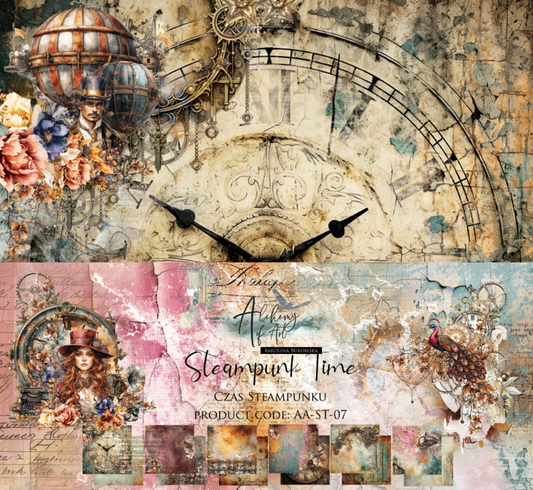 12x12 - Steampunk Time - Double Sided Paper - Alchemy Of Art