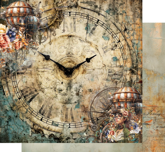 12x12 - Steampunk Time - Double Sided Paper - Alchemy Of Art