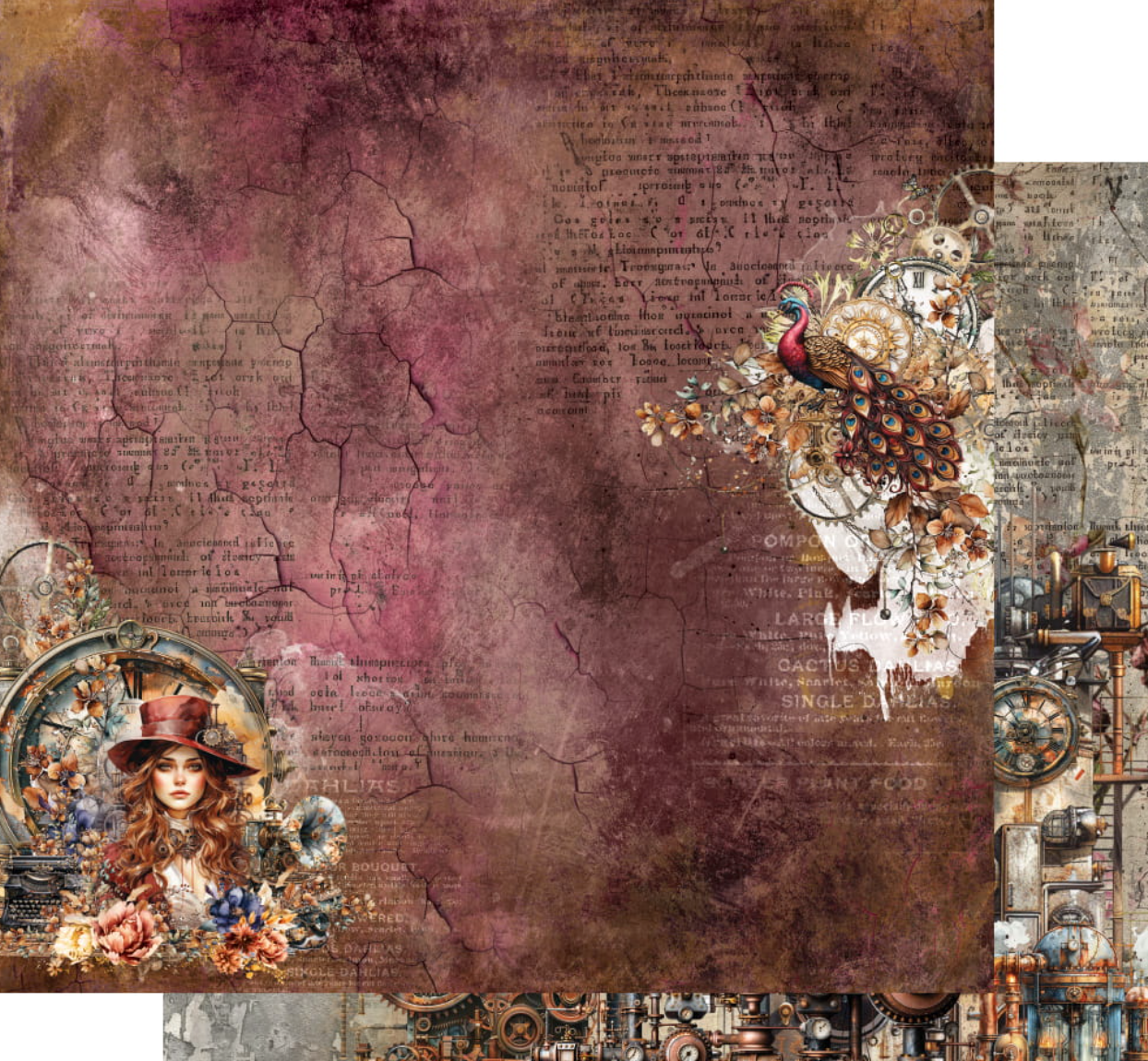 12x12 - Steampunk Time - Double Sided Paper - Alchemy Of Art