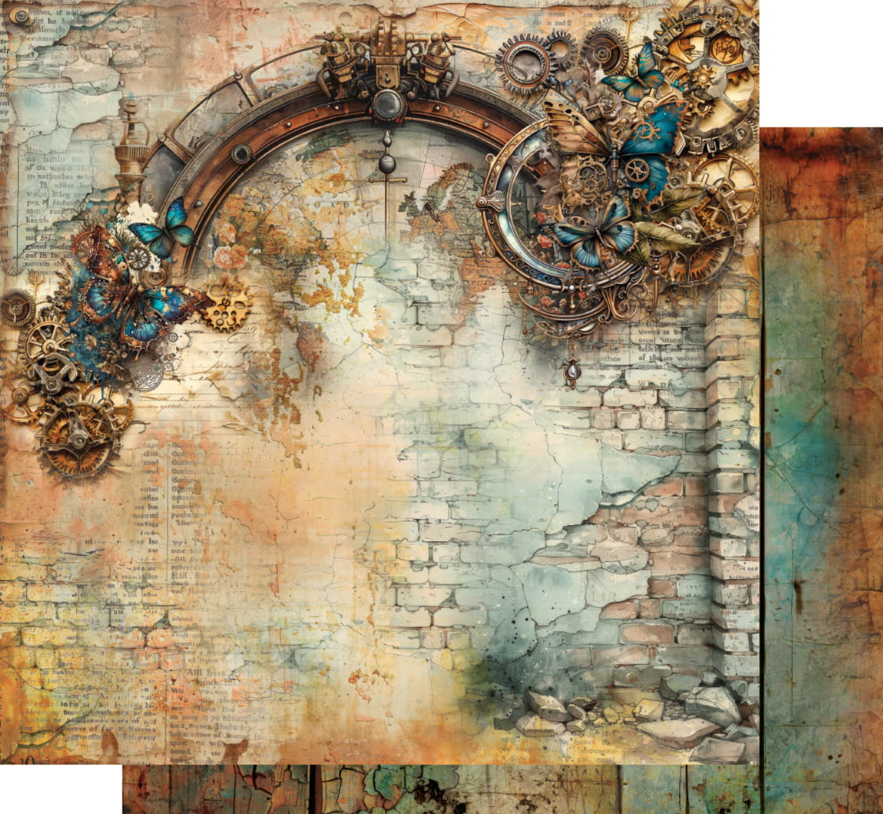 12x12 - Steampunk Time - Double Sided Paper - Alchemy Of Art