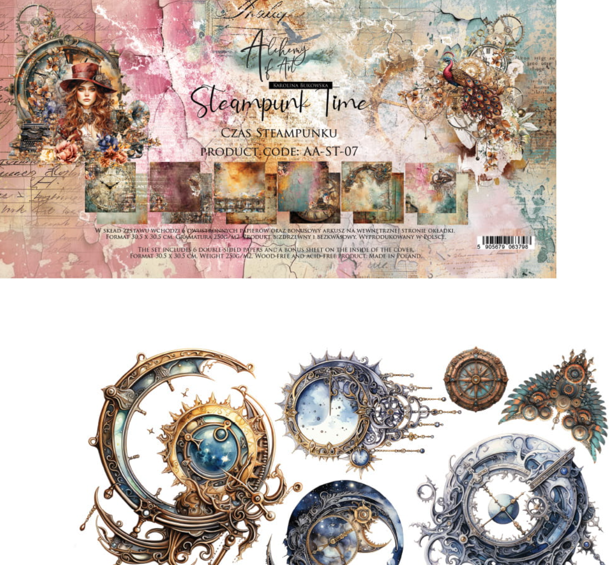 12x12 - Steampunk Time - Double Sided Paper - Alchemy Of Art