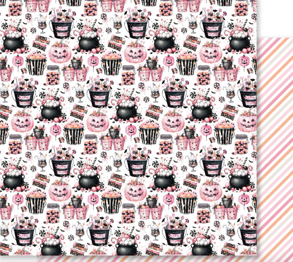 12 x 12 Inch - Pink Halloween - Double Sided Paper - Paper Rose