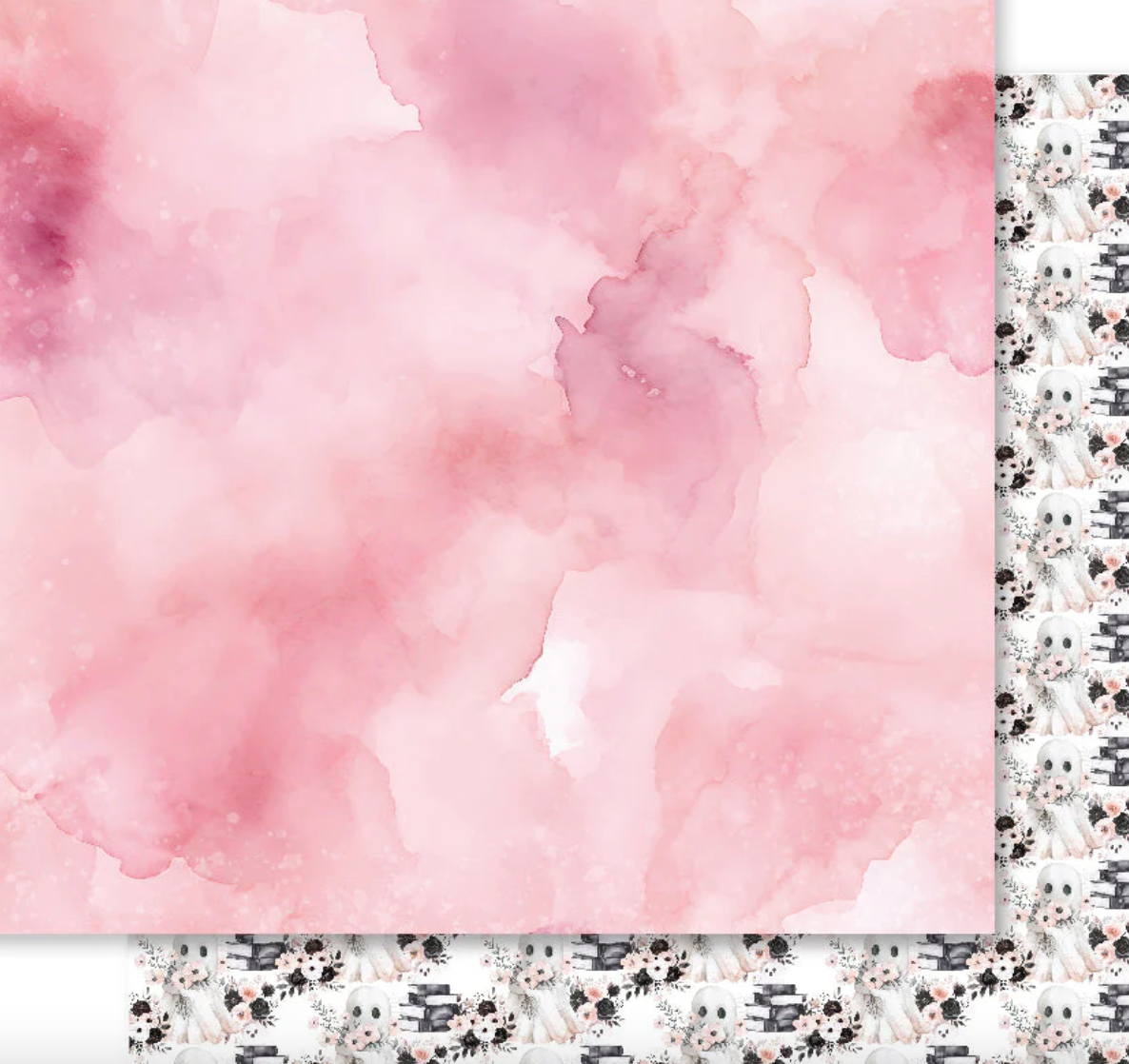 12 x 12 Inch - Pink Halloween - Double Sided Paper - Paper Rose